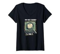 Mujer 404 Not Found I'Ll Find It Coder Programmer Tech Humor Camiseta Cuello V