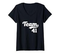 Mujer 41 Equipo 4 1 Meme Divertido Gen Z Argot Cuatro Uno 67 Broma Brainrot Camiseta Cuello V
