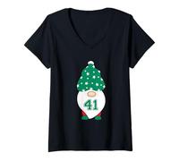 Mujer 41 gnomo de Navidad 4 1 Cuatro uno Divertido Gen Z Felices Fiestas Camiseta Cuello V