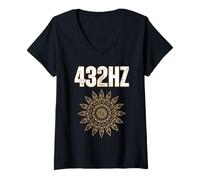 Mujer 432HZ Frecuencia Música Curación Natural Tuning Espiritualidad Camiseta Cuello V