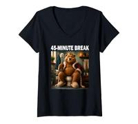 Mujer 45-Minute Break Oso Humor del baño Inodoro Papá Divertido Camiseta Cuello V