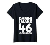 Mujer 46 años de Edad B-Day Funny 46th Birthday Camiseta Cuello V
