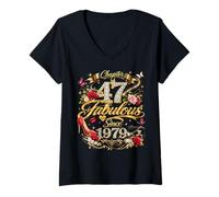 Mujer 47th Birthday Queen Chapter 47 Fabulous Since 1979 Women Camiseta Cuello V