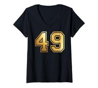 Mujer 49 Número Cuarenta y Nueve Equipos Deportivos gráfico Varsity Matching Camiseta Cuello V