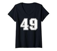 Mujer 49 Número Cuarenta y Nueve Equipos Deportivos gráfico Varsity Matching Camiseta Cuello V