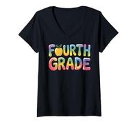 Mujer 4th Fourth Grade First Day of School Teacher Camiseta Cuello V