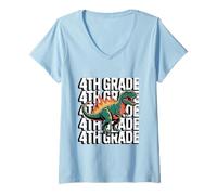 Mujer 4th Grade Dinosaur T Rex Back to School for Kids Boys Girls Camiseta Cuello V