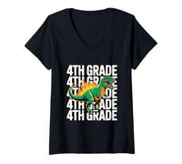Mujer 4th Grade Dinosaur T Rex Back to School for Kids Boys Girls Camiseta Cuello V