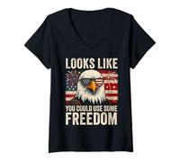 Mujer 4th July US Flag Meme Looks Like You Could Use Some Freedom Camiseta Cuello V