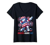 Mujer 4th of July INDEPEN-Dance Day Blocks Bricks Master Builder Camiseta Cuello V