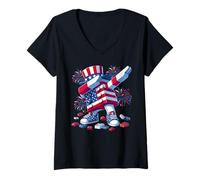 Mujer 4th of July Master Builder USA Flag Patriotic Kids Boys Men Camiseta Cuello V