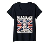 Mujer 4th of July Queen Happy Treason Day Funny Women Men Camiseta Cuello V