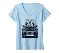 Mujer 4x4 Off Road Driving Dog Lover Mujeres Hombres Divertido Offroading Camiseta Cuello V