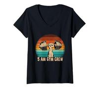 Mujer 5 am Entrenamiento por la mañana Productividad Salud Motivación Dicho Camiseta Cuello V
