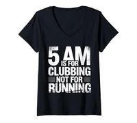 Mujer 5 Am Is For Clubbing Not For Running Fiesta sobre Cardio |- Camiseta Cuello V