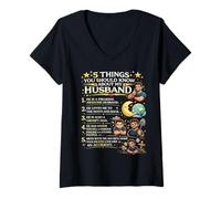 Mujer 5 Cosas Que Debe Saber sobre el Matrimonio de Pareja de mi Esposo Camiseta Cuello V