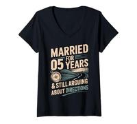 Mujer 5 Year Of Marriage - 5 Years Married Camiseta Cuello V