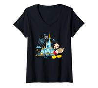 Mujer 50 Aniversario Walt Disney Word El Castillo Mágico de Mickey Camiseta Cuello V