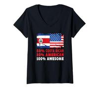 Mujer 50% Half Costa Rican Half American 100% Awesome Costa Rica Camiseta Cuello V