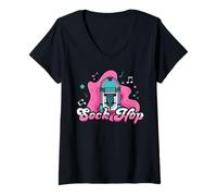 Mujer 50s Sock Hop Classic Rockabilly 1950s Dance Party Doo Woop Camiseta Cuello V