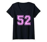 Mujer 52 Número Cincuenta y Dos Deportes Varsity College Girl Matching Camiseta Cuello V