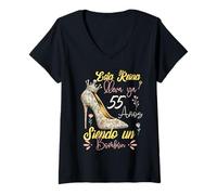 Mujer 55 Años Siendo un Bombón Cumpleaños 55 Años Camiseta Cuello V
