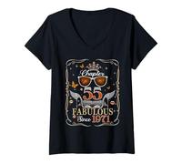 Mujer 55th Birthday Queen Chapter 55 Fabulous Since 1971 Women Camiseta Cuello V