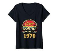 Mujer 56 años Cumpleaños Vintage Nacido En Agosto 1970 Camiseta Cuello V