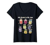 Mujer 5to Grado Es Mi Jam Lindo Maestro Estudiante De Vuelta A Camiseta Cuello V
