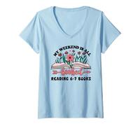Mujer 6 7 English Teacher 67 Book Weekend Booked Reading 6-7 Books Camiseta Cuello V