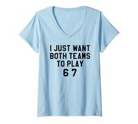 Mujer 6 7 Football I Just Want Both Teams to Have Fun Baseball 67 Camiseta Cuello V