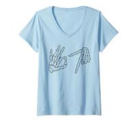 Mujer 6 7 Meme Divertido Seis Siete Diciendo Manos Esqueleto Muerte Dk. Camiseta Cuello V