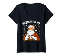 Mujer 6-7 Meme Sleighed by 67 Christmas Brain Rot Funny Santa Camiseta Cuello V