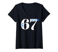 Mujer 6 7 Six Seven geste Big Numbers handzeichen Baloncesto Camiseta Cuello V