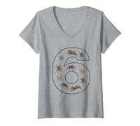 Mujer 6º cumpleaños 6 años araña niños niñas Insectos Camiseta Cuello V