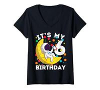 Mujer 6º cumpleaños Astronauta Amante del Espacio Camiseta Cuello V