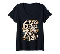 Mujer 6 Días Trabajarás 7 Es Sábado para el Señor Camiseta Cuello V