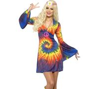 Mujer 60s 1960s Tie-Dye Disfraz de Hippy Hippie Disfraz Por Smiffys
