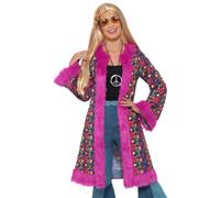 Mujer 60s Retro Afganistán Abrigo Groovy Pychedelic Disfraz Adulto Disfraz Nuevo