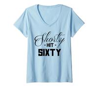 Mujer 60th Birthday Shorty Hit Sixty Funny 60 Years Old Gift Retro Camiseta Cuello V