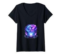 Mujer 67 Arte del número de luz del Portal cósmico Camiseta Cuello V