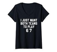 Mujer 67 Baseball I Just Want Both Teams to Have Fun Football 6 7 Camiseta Cuello V
