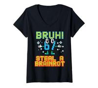 Mujer 67 Bruh Robar Un Brainrot Meme Divertido 6 7 Niños Niña Niños Jóvenes Camiseta Cuello V