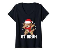 Mujer 67 Bruh Six Seven Meme Cute Morkie Dog Lover Christmas Kids Camiseta Cuello V