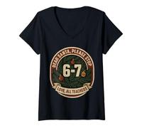 Mujer 67 Christmas Funny Dear Santa Six Seven 6-7 Hombres Mujeres Camiseta Cuello V