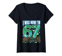 Mujer 67 cumpleaños I Was 66 Now I'm 67 Capybara Funny Cute Camiseta Cuello V