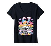 Mujer 67 Days of School Meme Friendship Bracelets 100 Days Smarter Camiseta Cuello V
