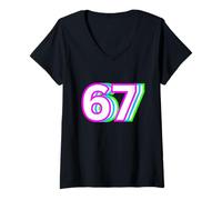 Mujer 67 Diseño Glitch Camiseta Cuello V