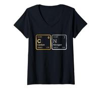 Mujer 67 Elementos de la Tabla periódica de la química de la Ciencia del nitrógeno del Carbono Camiseta Cuello V