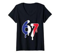 Mujer 67 France Six Seven Bandera Francesa Camiseta Cuello V